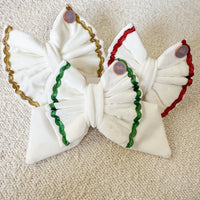 White Velvet & Sparkling Ric Rac - Bows (Sailor or Standard)
