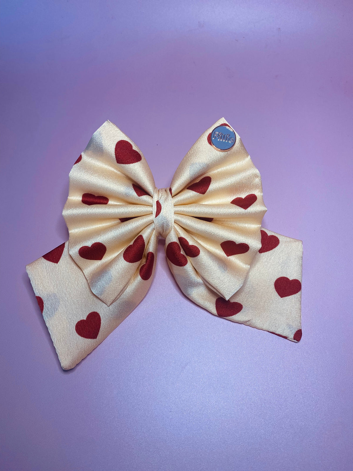 Champagne Satin Hearts - Bows (Sailor or Standard)