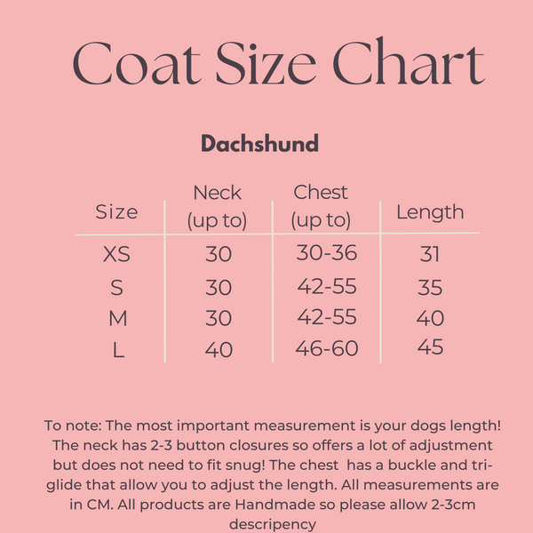 Tan Cord  - Dachshund dog coat