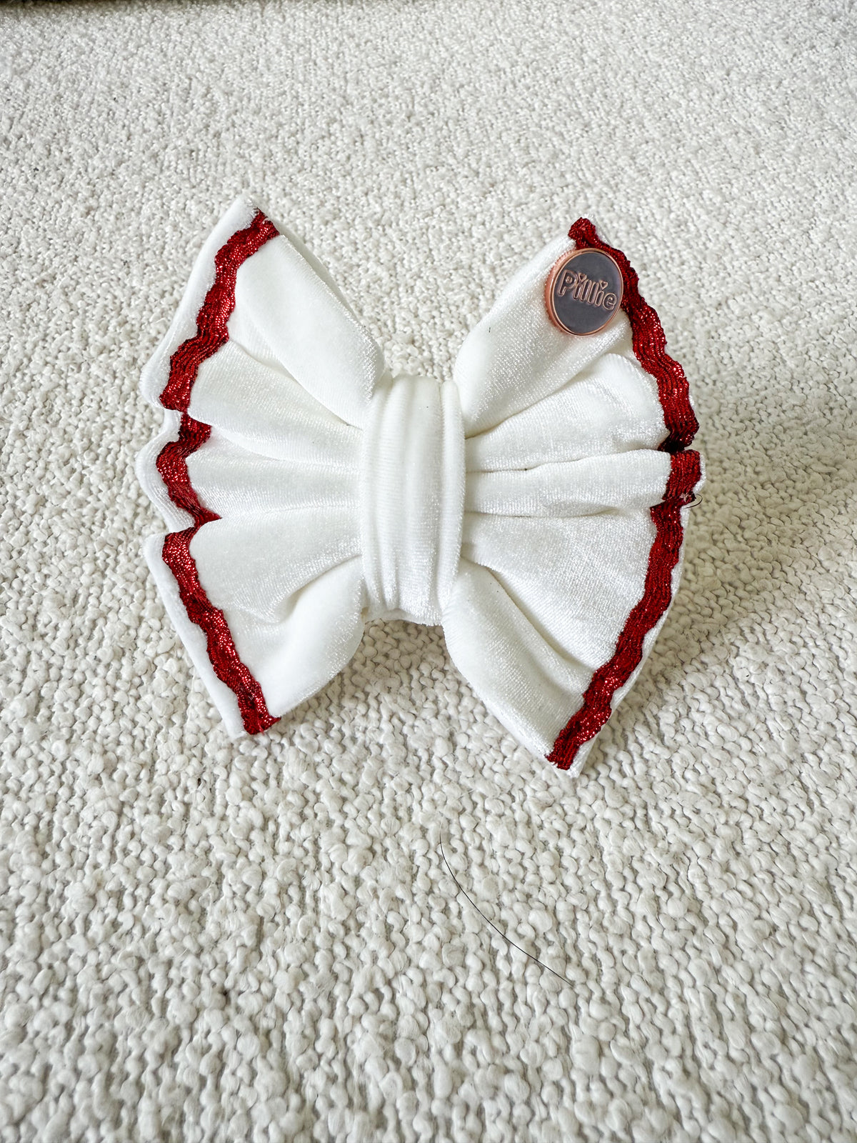 White Velvet & Sparkling Ric Rac - Bows (Sailor or Standard)