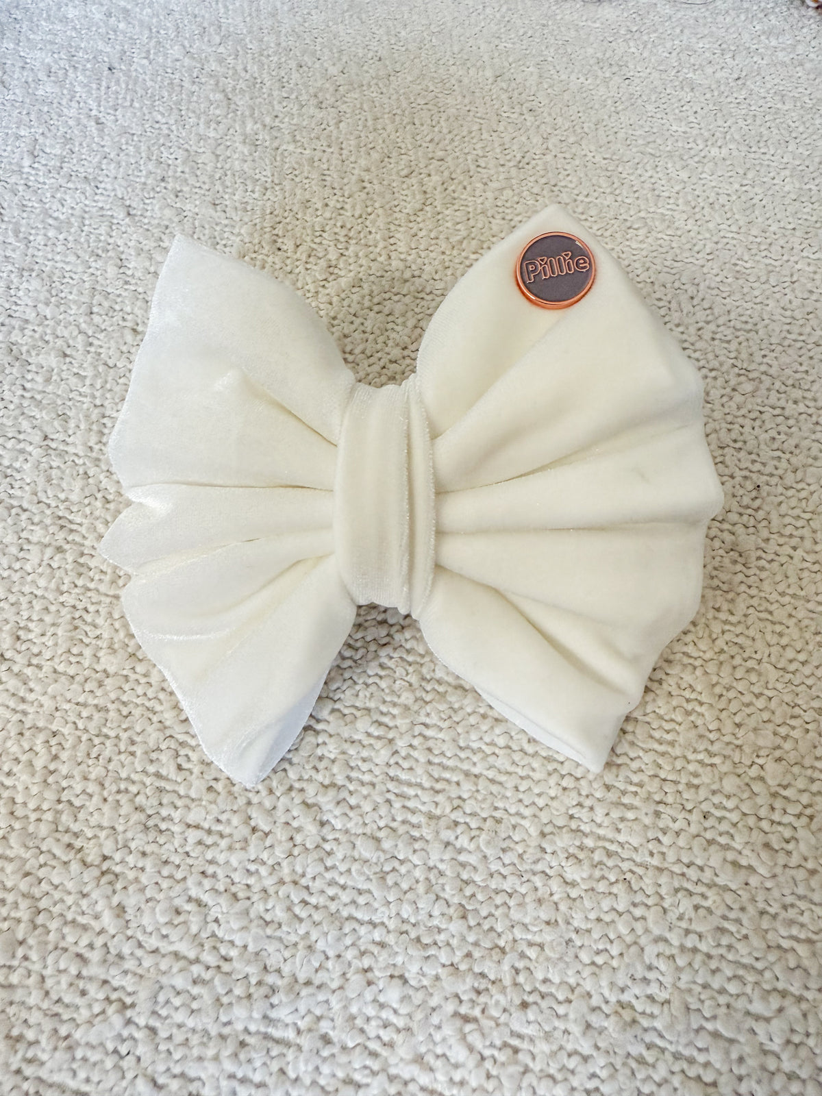 White Velvet- Bows (Sailor or Standard)